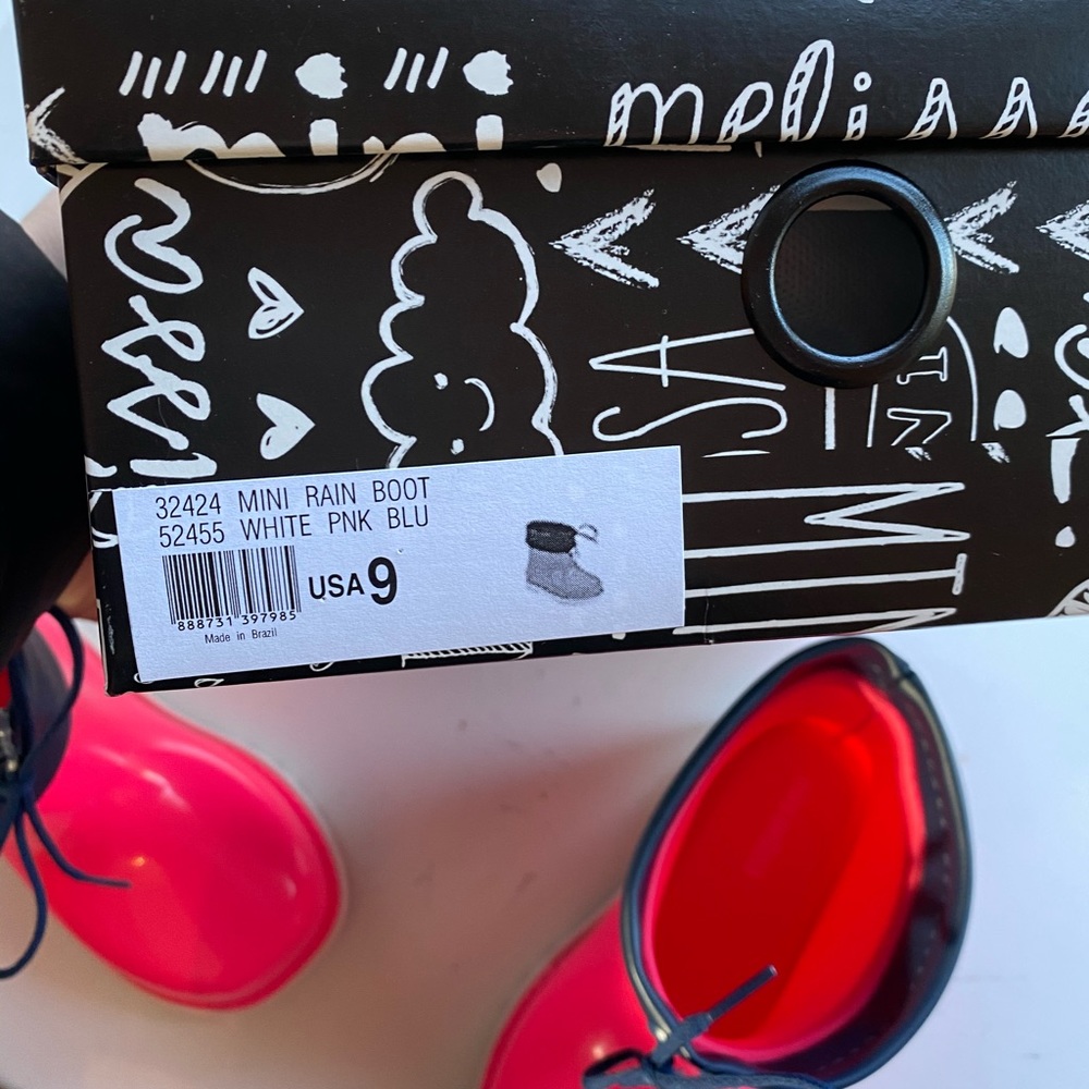 Mini Melissa girls hot pink rain boots size 9 - Picture 5 of 5